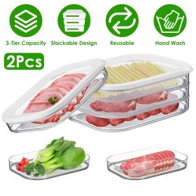 2Pcs Deli Meat Container With Lid for Fridge Stackable Bacon Container Clear Food Storage Box with Lid Meal Prep Container for Lunch Meat Salami