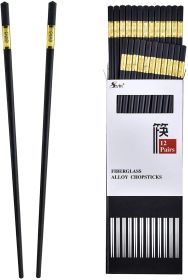 12 Pairs Fiberglass Chopsticks - Reusable Chopsticks Dishwasher Safe, Chinese Japanese Korean Chop sticks, Non-Slip, 9 1/2 inches
