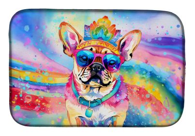 Pug Hippie Dawg Dish Drying Mat Absorbent Dish Drying Mat Pad for Kitchen Counter Dish Drainer Mat for Countertop, 14 x 21", Multicolor