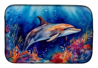 Dolphin Dish Drying Mat Absorbent Dish Drying Mat Pad for Kitchen Counter Dish Drainer Mat for Countertop, 14 x 21", Multicolor (Default: Default)