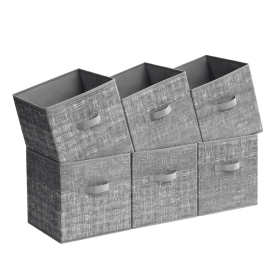 Storage Cubes, 11.8-Inch Non-Woven Fabric Bins with Double Handles, Set of 6, Closet Organizers for Shelves, Foldable (Color: Gray)