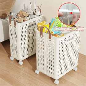 "Spacious" Collapsible Medium-Large Ceramic White Laundry Basket with No Lid - Faux Leather, Hand Wash, Solid Color (Color: White, size: XL)
